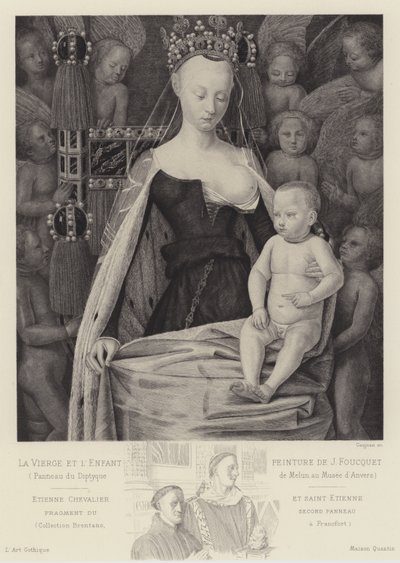 Dziewica z Dzieciątkiem w otoczeniu aniołów, ok. 1450 autorstwa Jean Fouquet