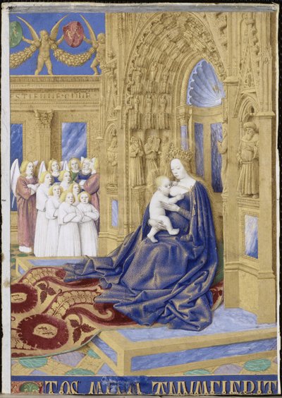 Dziewica z Dzieciątkiem na tronie Godziny Étienne Chevalier autorstwa Jean Fouquet