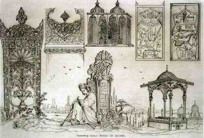 Przykłady grobowców tureckich, arabskich i perskich, z „Sztuki i przemysłu”, wydanej przez Delatre, Paryż autorstwa Jean Francois (after) Albanis de Beaumont