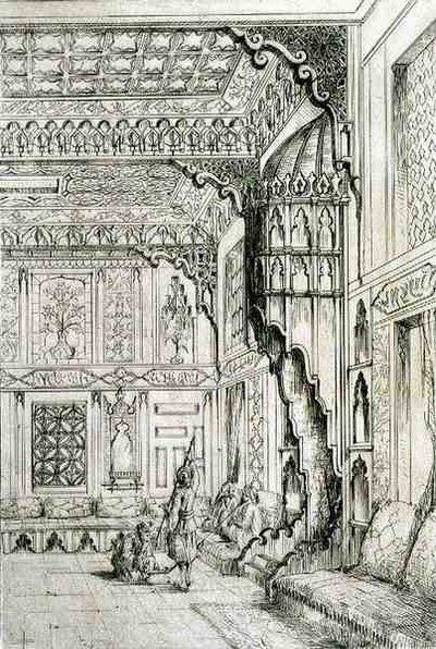 Islamski i mauretański projekt gobelinu na drzwi, z „Art and Industry”, opublikowany przez Delatre, Paryż autorstwa Jean Francois Albanis de Beaumont
