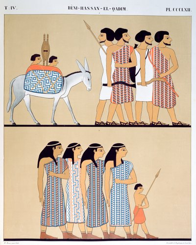 Fresk grobowca Nevothpha w Beni-Hassan-El-Qadim (Beni Hasan), 1835-45 autorstwa Jean Francois Champollion