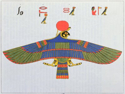 Bóg Horus przedstawiony w postaci krogulca, 1823 autorstwa Jean Francois Champollion
