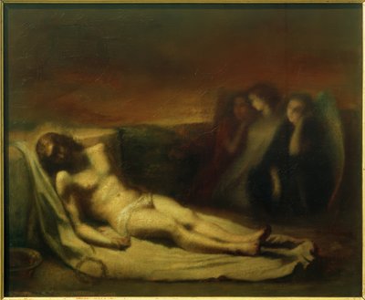 Zwłoki Chrystusa z aniołami autorstwa Jean Francois Gigoux