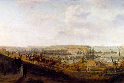 Cesarz Napoleon I odwiedza obóz Boulogne w lipcu 1804 r. Obraz Jeana Francois Hue (1751-1823) 1804 nd. 1,9x2,26 m² autorstwa Jean Francois Hue