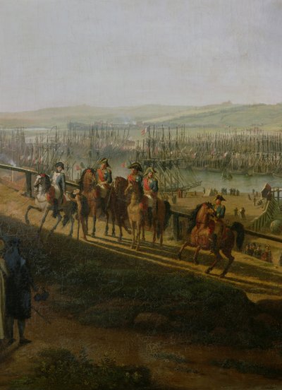 Napoleon Bonaparte (1769-1821) Wizyta w obozie w Boulogne w lipcu 1804 r. Fragment Napoleona i Flotylli, 1806 r. autorstwa Jean Francois Hue