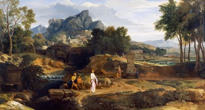 Pejzaż z postaciami (olej na płótnie) autorstwa Jean Francois I Millet