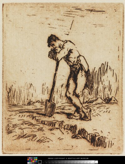 Mężczyzna oparty na szpadle autorstwa Jean Francois I Millet