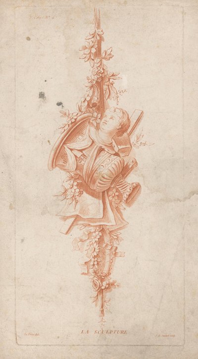 Rzeźba La Sculpture (tytuł na obiekcie) Trofea (tytuł serii) 3. Cahier (tytuł serii na obiekcie) autorstwa Jean Francois Janinet