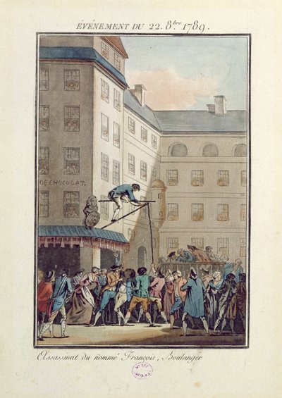 Wydarzenia z 22 października 1789: powieszenie mężczyzny o imieniu Francois, piekarza autorstwa Jean Francois Janinet