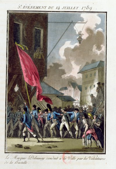 markiz Bernard Rene Jordan de Launay (1740-89) gubernator Bastylii prowadzony do Hotel de Ville 14 lipca 1789 autorstwa Jean Francois Janinet