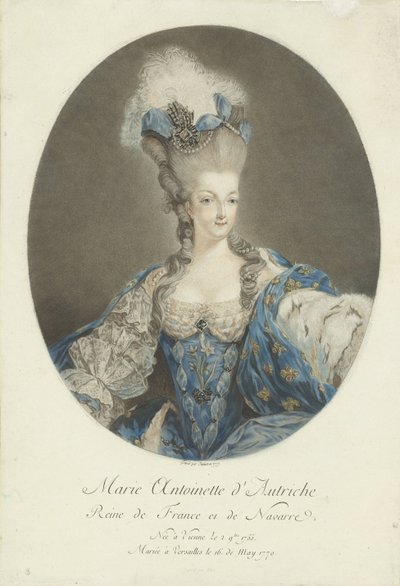 Portret Marii Antoniny Maria Antonina Austrii, królowa Francji i Nawarry (tytuł na obiekcie) autorstwa Jean Francois Janinet