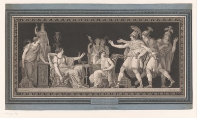 Tarkwiniusz i jego przędzalnicza żona Lukrecja La vertu de Lucréce (tytuł na obiekcie) autorstwa Jean Francois Janinet