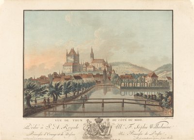 Widok Thun z Cote du Midi, prawdopodobnie 1776. autorstwa Jean Francois Janinet
