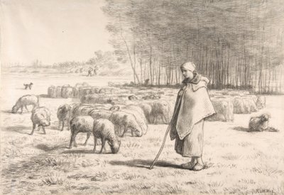 Pasterka ze swoją trzodą autorstwa Jean Francois Millet
