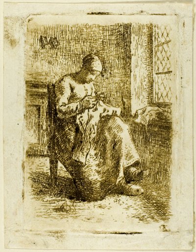 Kobieta szyjąca autorstwa Jean Francois Millet