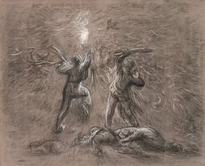 Polowanie na ptaki przez Torchlight autorstwa Jean Francois Millet