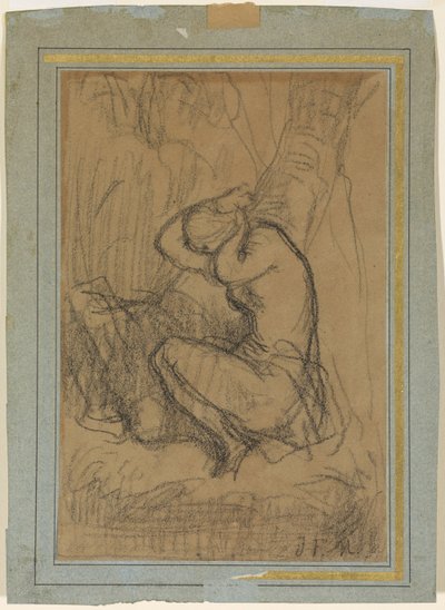 Młoda kobieta upinająca długie włosy po kąpieli autorstwa Jean Francois Millet