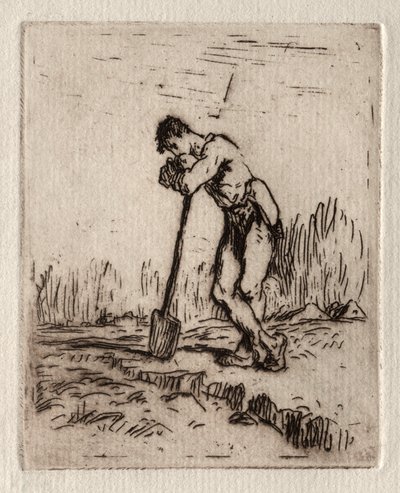 Mężczyzna oparty o łopatę autorstwa Jean Francois Millet