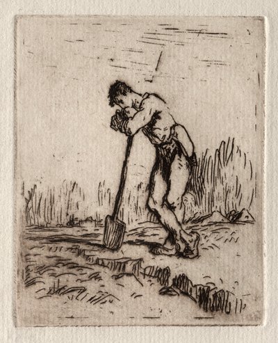 Mężczyzna oparty na piku. autorstwa Jean Francois Millet