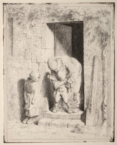 Ostrożność matczyna autorstwa Jean Francois Millet