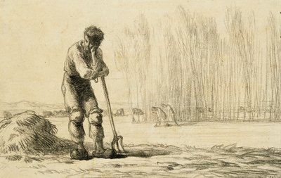 Chłop oparty o widły, autorstwa Jean Francois Millet