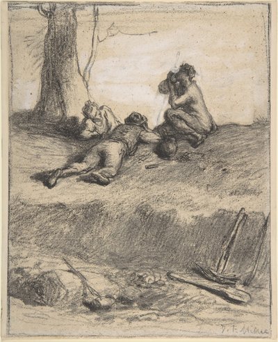 Robotnicy drogowi w Lunch, ca. 1850-52. autorstwa Jean Francois Millet