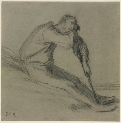 Siedzący chłop odpoczywający na motyce autorstwa Jean Francois Millet