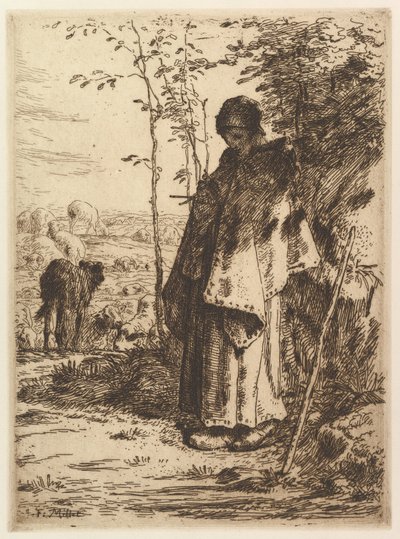 Pasterka na drutach, 1862. autorstwa Jean Francois Millet