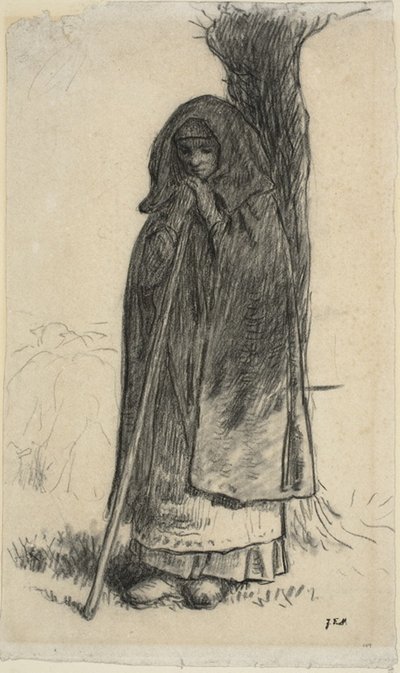 Pasterka oparta o drzewo autorstwa Jean Francois Millet