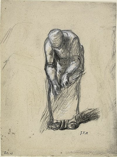 Nauka wyciągania lnu autorstwa Jean Francois Millet