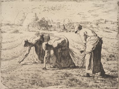 The Gleaners, c.1855-56 (akwaforta na chine collé) autorstwa Jean Francois Millet