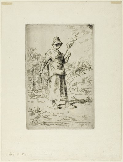 Prządka autorstwa Jean Francois Millet