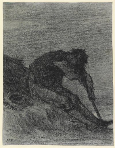 The Tired Haymaker (czarna kreda na papierze) autorstwa Jean Francois Millet