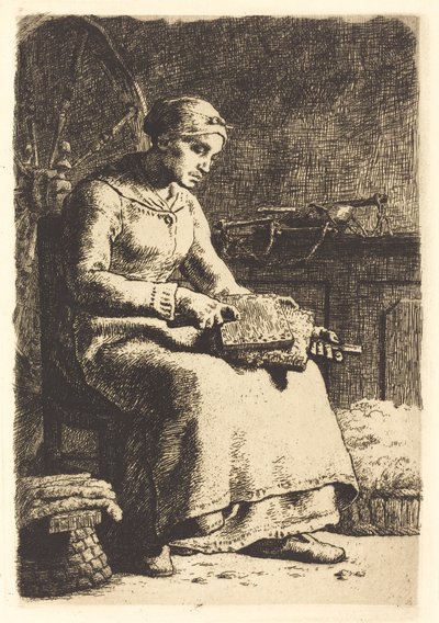 Wełniany Carder (La cardeuse) autorstwa Jean Francois Millet