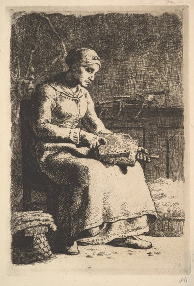 Carder Wełniany 1855-56. autorstwa Jean Francois Millet