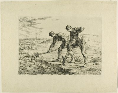 Dwóch mężczyzn kopiących autorstwa Jean Francois Millet