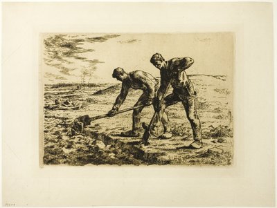Dwóch mężczyzn kopiących autorstwa Jean Francois Millet