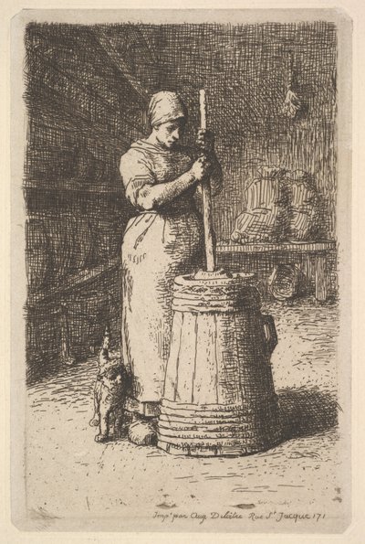 Kobieta ubijająca masło, 1855-56. autorstwa Jean Francois Millet