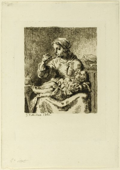 Kobieta karmi swoje dziecko autorstwa Jean Francois Millet