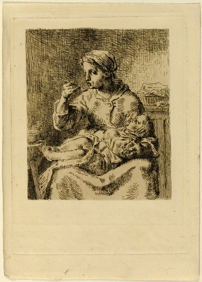 Kobieta karmi swoje dziecko autorstwa Jean Francois Millet