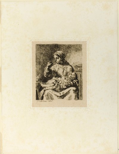 Kobieta karmi swoje dziecko autorstwa Jean Francois Millet