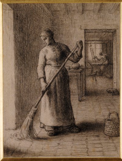 Kobieta zamiata swój dom autorstwa Jean Francois Millet