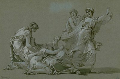 Młodzi mężczyźni i dziewice z Aten mają być ofiarowani jako ofiary Minotaurowi, ok. 1778 r. autorstwa Jean François Pierre Peyron