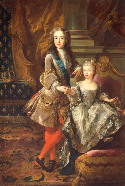 Portret Ludwika XV, króla Francji (Wersal 1710-1774) z Marianą Wiktorią z Hiszpanii, infantką Hiszpanii (Madryt autorstwa Jean François de Troy