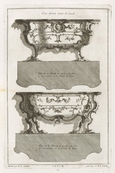 Księga różnych rysunków kredensów autorstwa Jean François Cuvilliés