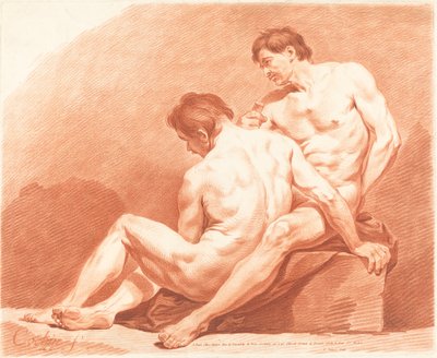 Dwa akty męskie autorstwa Jean François Janinet after Charles Nicolas Cochin the Younger