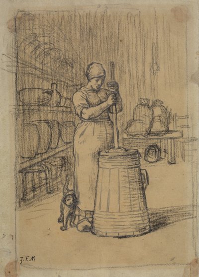 Studium dla kobiety ubijającej masło autorstwa Jean Francois Millet