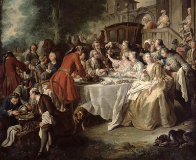 Obiad na polowanie, szczegół jadłodajni, 1737 autorstwa Jean François de Troy