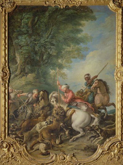 Turcy polujący na lwy (olej na płótnie) autorstwa Jean François de Troy