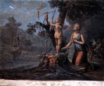 Semafor miłości rytowany przez Pierre Michel Alix (1762-1817) (kolorowy grawerunek) autorstwa Jean Frederic (after) Schall
